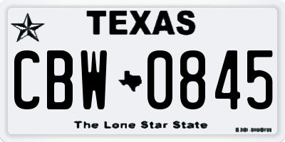 TX license plate CBW0845