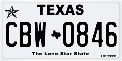 TX license plate CBW0846