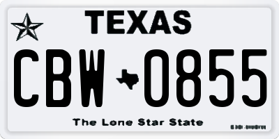 TX license plate CBW0855
