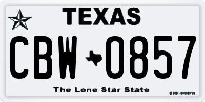 TX license plate CBW0857