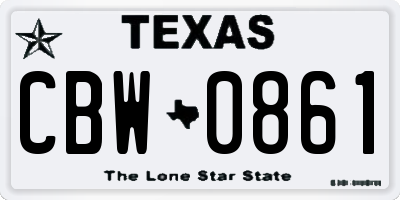 TX license plate CBW0861