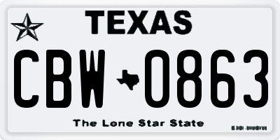 TX license plate CBW0863