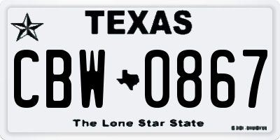 TX license plate CBW0867