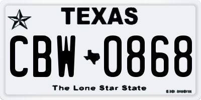 TX license plate CBW0868