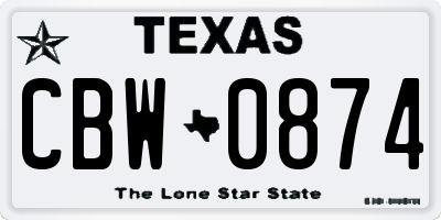 TX license plate CBW0874