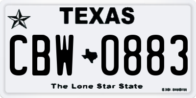 TX license plate CBW0883