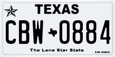 TX license plate CBW0884