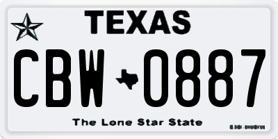 TX license plate CBW0887