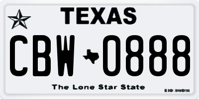 TX license plate CBW0888
