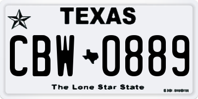 TX license plate CBW0889