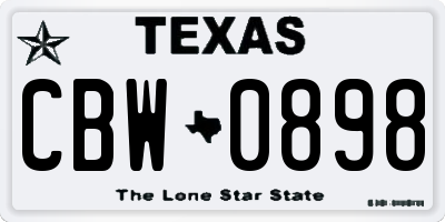 TX license plate CBW0898