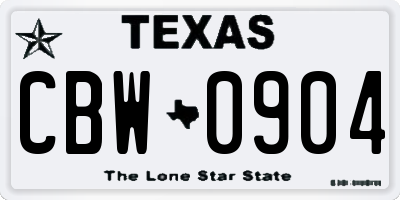 TX license plate CBW0904