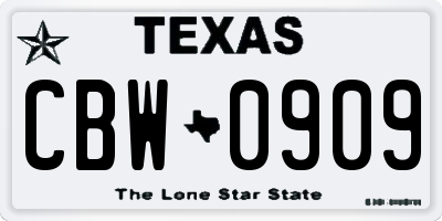 TX license plate CBW0909