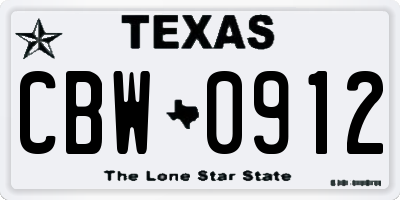 TX license plate CBW0912