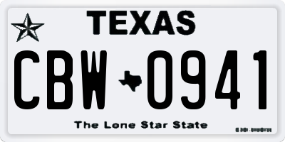TX license plate CBW0941
