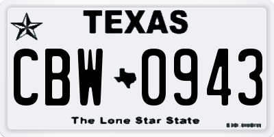 TX license plate CBW0943