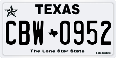 TX license plate CBW0952