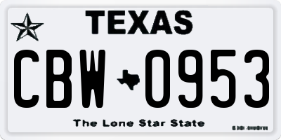 TX license plate CBW0953