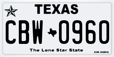 TX license plate CBW0960