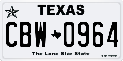 TX license plate CBW0964