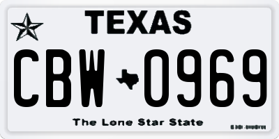 TX license plate CBW0969