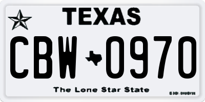 TX license plate CBW0970