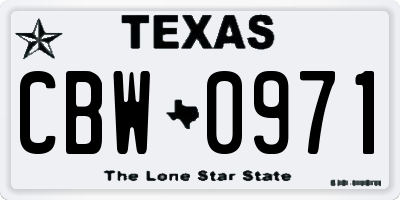 TX license plate CBW0971