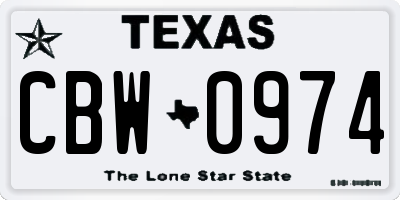 TX license plate CBW0974