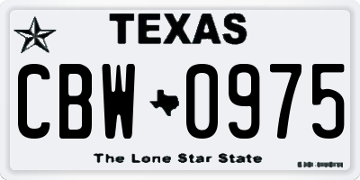 TX license plate CBW0975