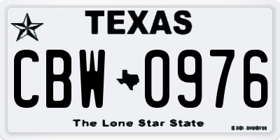 TX license plate CBW0976