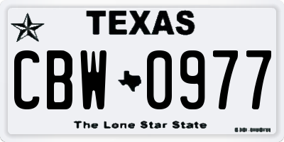 TX license plate CBW0977