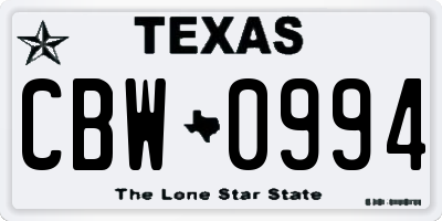 TX license plate CBW0994
