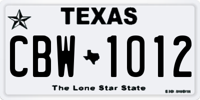 TX license plate CBW1012