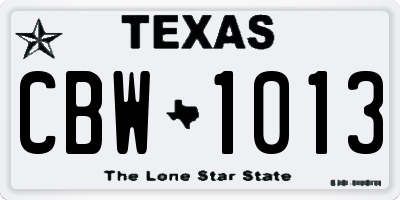 TX license plate CBW1013