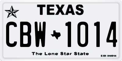 TX license plate CBW1014