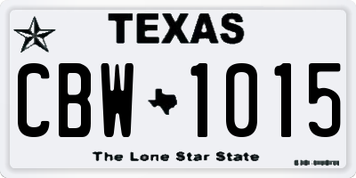 TX license plate CBW1015