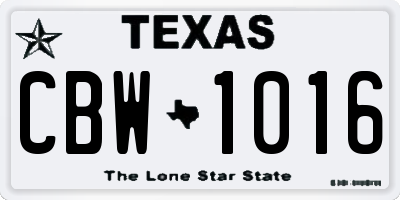 TX license plate CBW1016