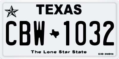 TX license plate CBW1032