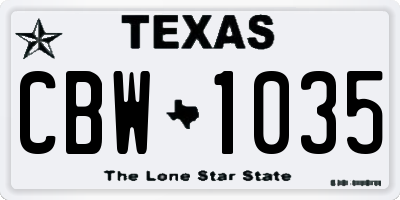 TX license plate CBW1035