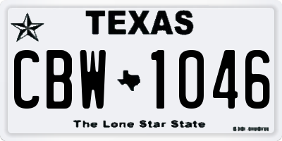 TX license plate CBW1046