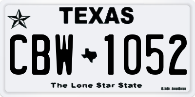 TX license plate CBW1052