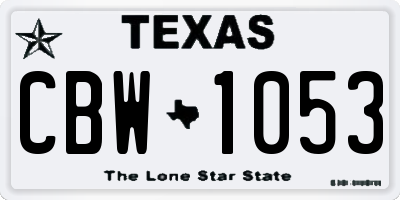 TX license plate CBW1053