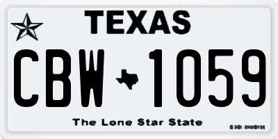TX license plate CBW1059