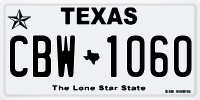 TX license plate CBW1060