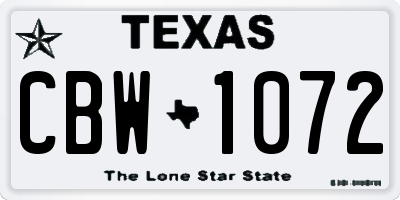 TX license plate CBW1072