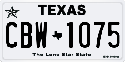 TX license plate CBW1075