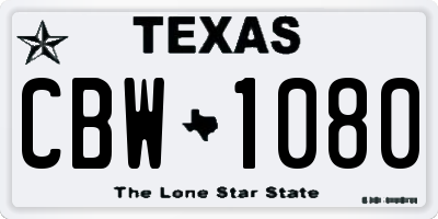 TX license plate CBW1080