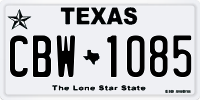 TX license plate CBW1085