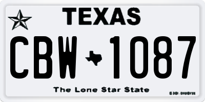 TX license plate CBW1087
