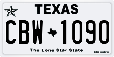 TX license plate CBW1090